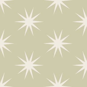 stars - creamy white_ thistle green 02 - simple geometric