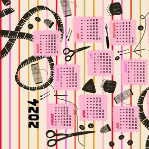 Sewing year | 2024 calendar | Pink