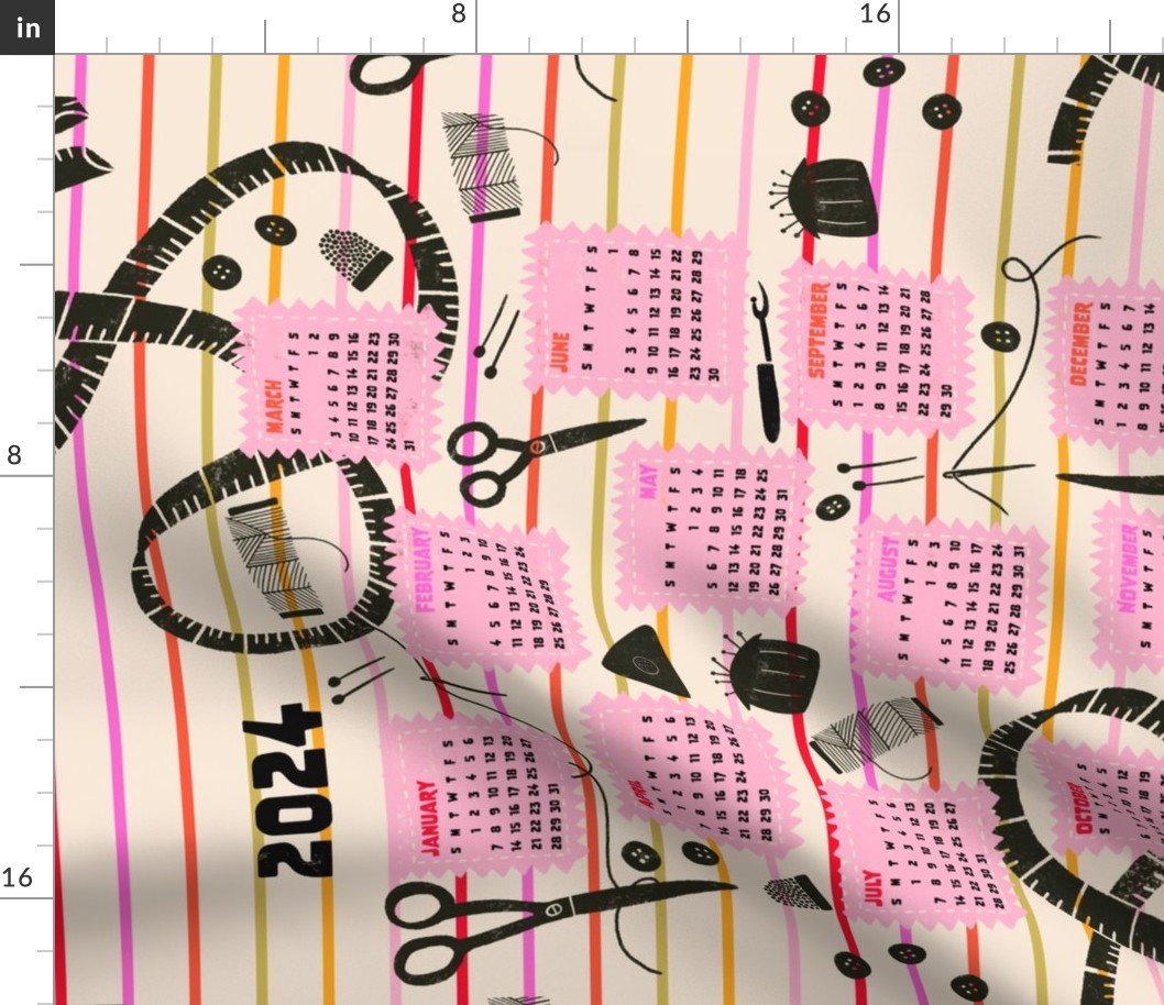 Sewing year | 2024 calendar | Pink