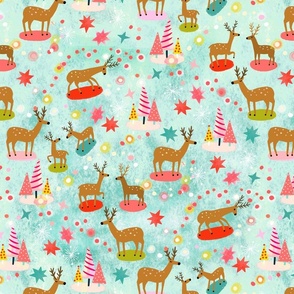 lovely tiny reindeer forest // blue // medium