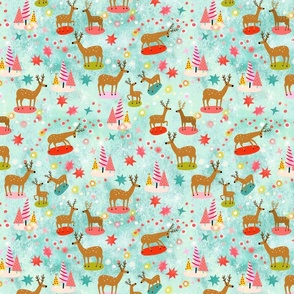 lovely tiny reindeer forest // blue // small