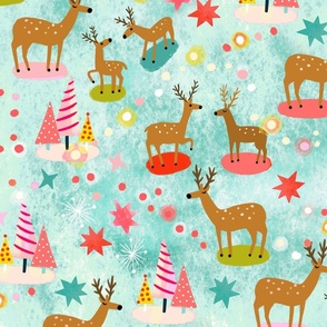 lovely tiny reindeer forest // blue // large