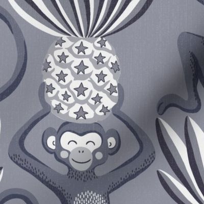monkeys and pineapples / grey charcoal