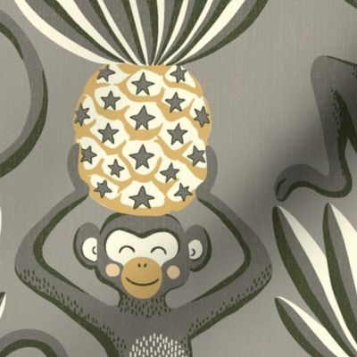 monkeys and pineapples / nickel and ochre yellow