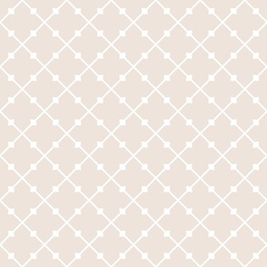 Embellished Neutral Trellis in Light Beige and White - Small - Country, Farmhouse, Coastal Grandmother