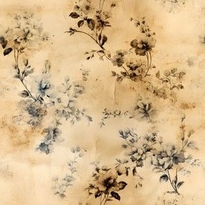 Faded Flowers on Aged Paper