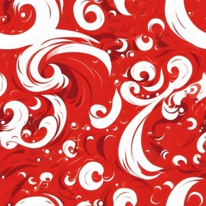 White Swirls on Red