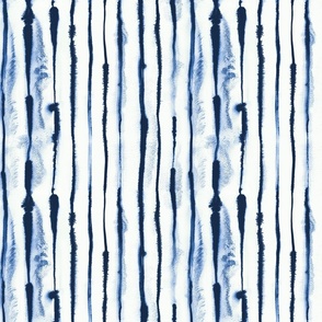 Coastal ink stripes - Blue Navy white - Medium - MetallicWallpaperModern Wallpaper