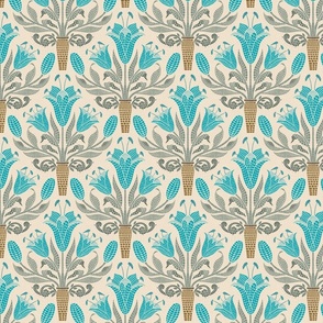 peacock blue lily roman mosaic damask-small scale