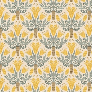 old gold lily roman mosaic damask-small scale