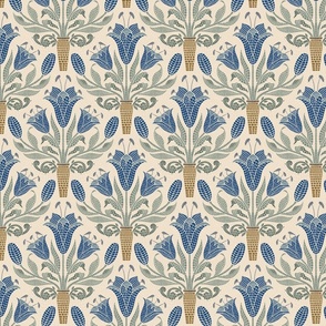 bright blue lily roman mosaic damask-small scale