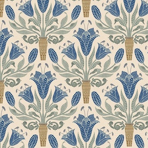 bright blue lily roman mosaic damask-medium scale