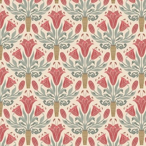 red lily roman mosaic damask-small scale