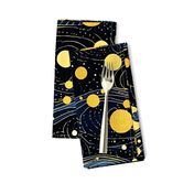 gustav klimt inspired starry night with a crescent moon