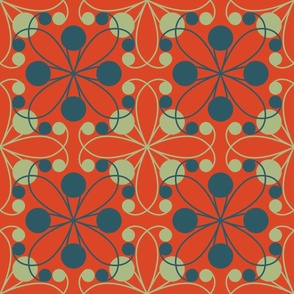 Desaturated Curves Pattern on Tomato Red
