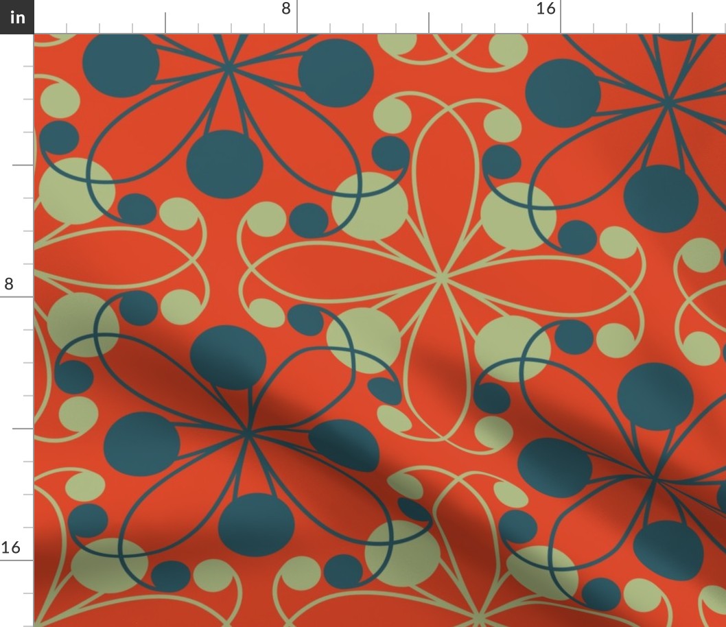 Desaturated Curves Pattern on Tomato Red