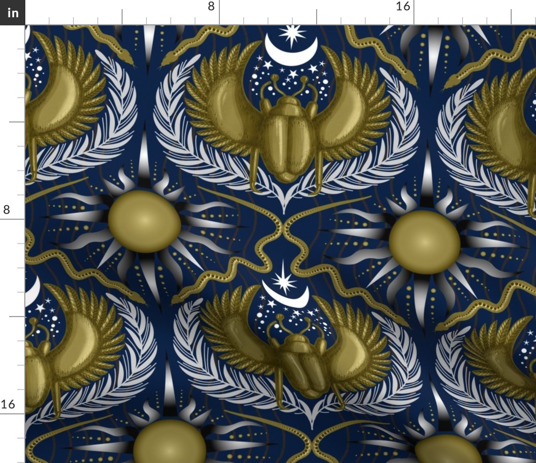 Midnight Scarab - Navy and Gold
