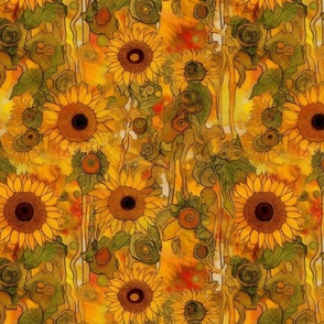gustav klimt inspired sunflowers profusion
