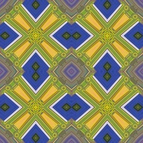 geo abstract check - yellow blue green