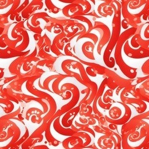 Red Swirls on White