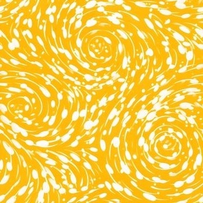 White Dots & Swirls on Yellow