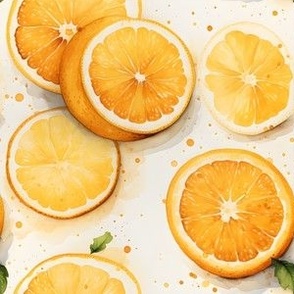 Orange Slices on Off White