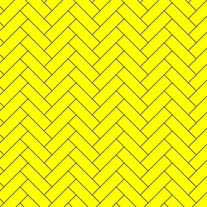 Bright Yellow and Black Herringbone