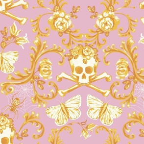 whimsigothic rococo skull moth spider damask lilac medium scale