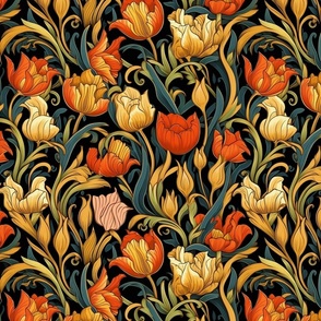 tulips blossoming a la gustav klimt