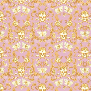 whimsigothic rococo skull moth spider damask lilac small scale