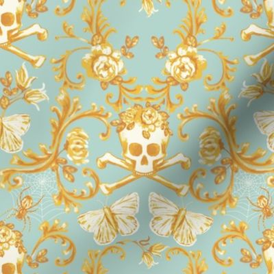 whimsigothic rococo skull moth spider damask sage small scale