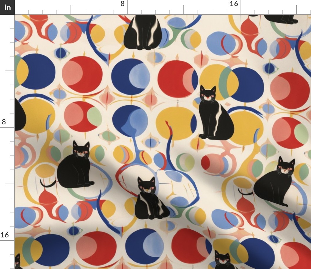 Black Cat Geometric Polka Dot a la Hilma af Klint