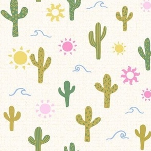 SMALL beach cactus waves summer suns on cream 