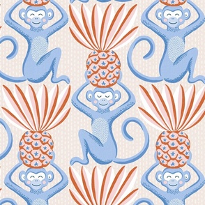 monkeys and pineapples / blue and orange blush