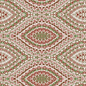 Festive Bohemian Groovy Trippy Ornate Intricate Maximalist Red and Green Christmas Kaleidoscope Pattern Digital Abstract Art