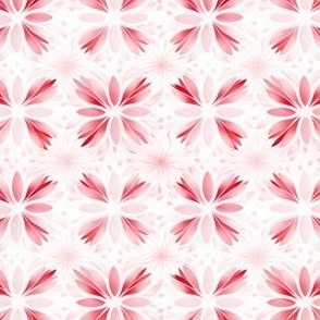 Pink Ombre Floral Motifs on White