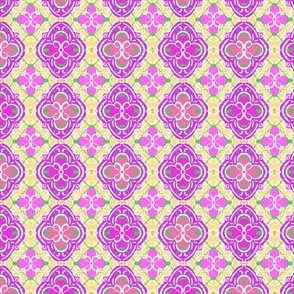 Fancy Bright Flourish Fun - small scale - bright pinks, green, yellow