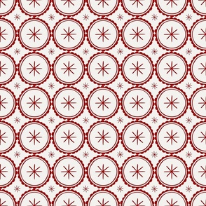 Christmas circles scalloped red and white snowflakes - medium scale