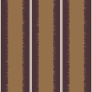 Ikat vertical stripes dark purple, mustard and cream - medium scale