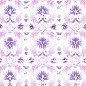 Purple Floral Motifs on White