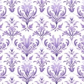 Purple Damask on White