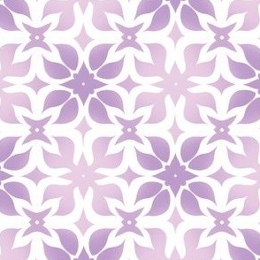 Purple Ombre Floral Motifs on White