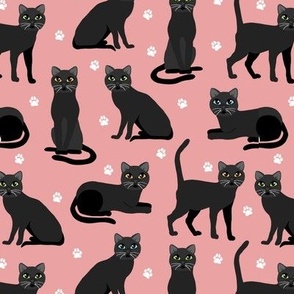 Black Cats and Paws Pink