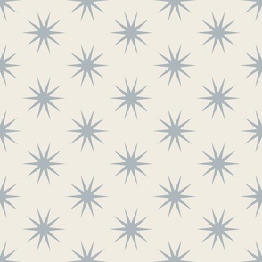 medium scale // stars - creamy white_ french grey blue - simple geometric