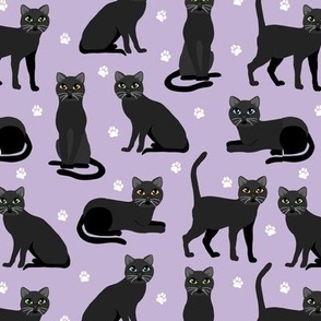 Black Cats and Paws Purple