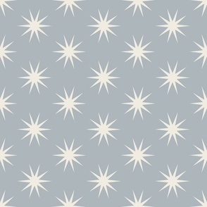 medium scale // stars - creamy white_ french grey blue 02 - simple geometric