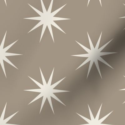 medium scale // stars - creamy white_ khaki brown - simple geometric