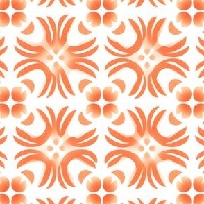 Dark Orange Motifs on White