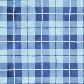 Wonky Watercolor Plaid - Sky Blue 2X