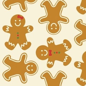 Holiday Gingerbread Men on cream - Large